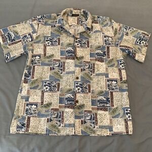 Royal Creations Shirt Mens 2XL Hawaiian‎ Turtle Print Short Sleeve Button Front